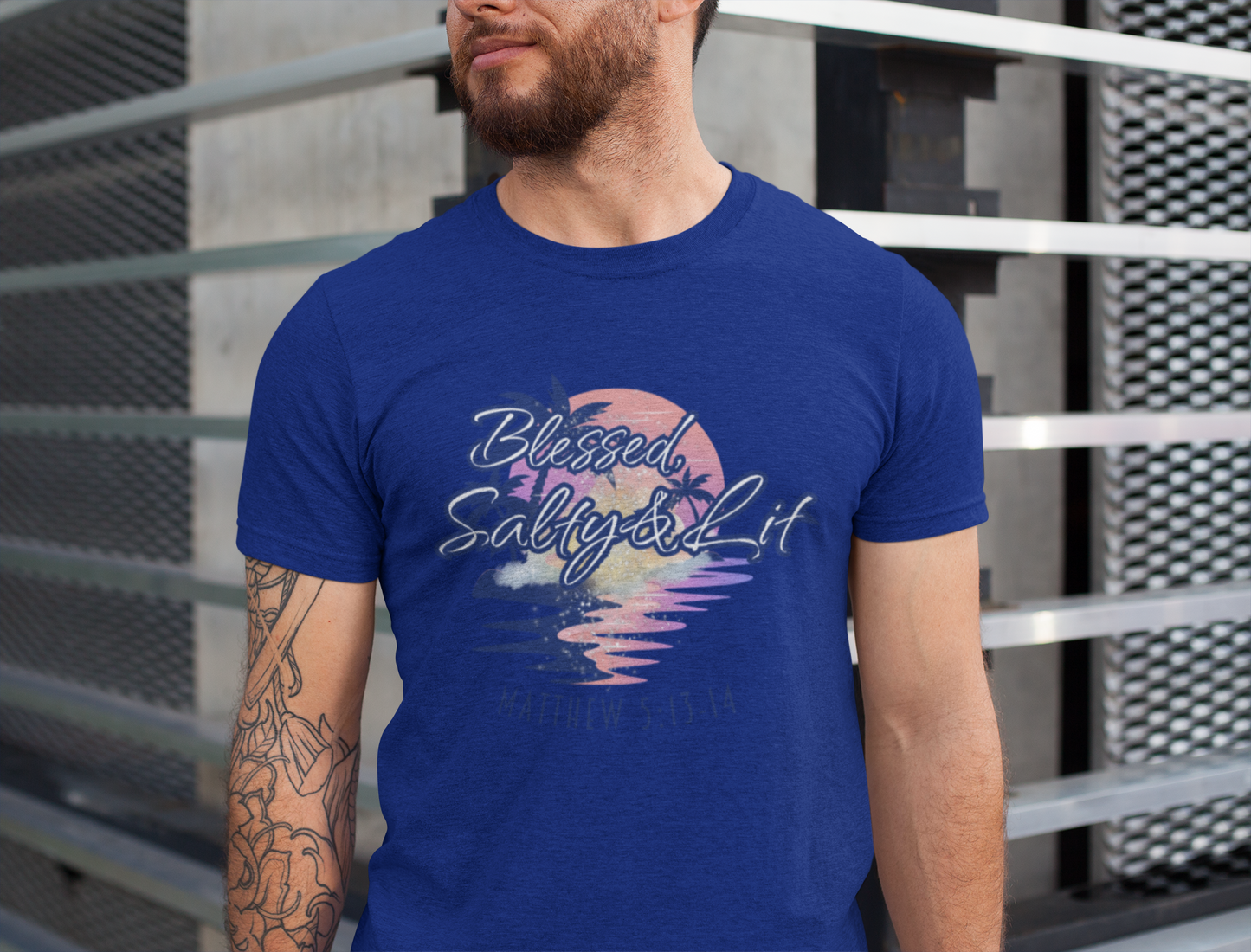 Blessed, Salty & Lit - Men's Cotton Tee Shirt
