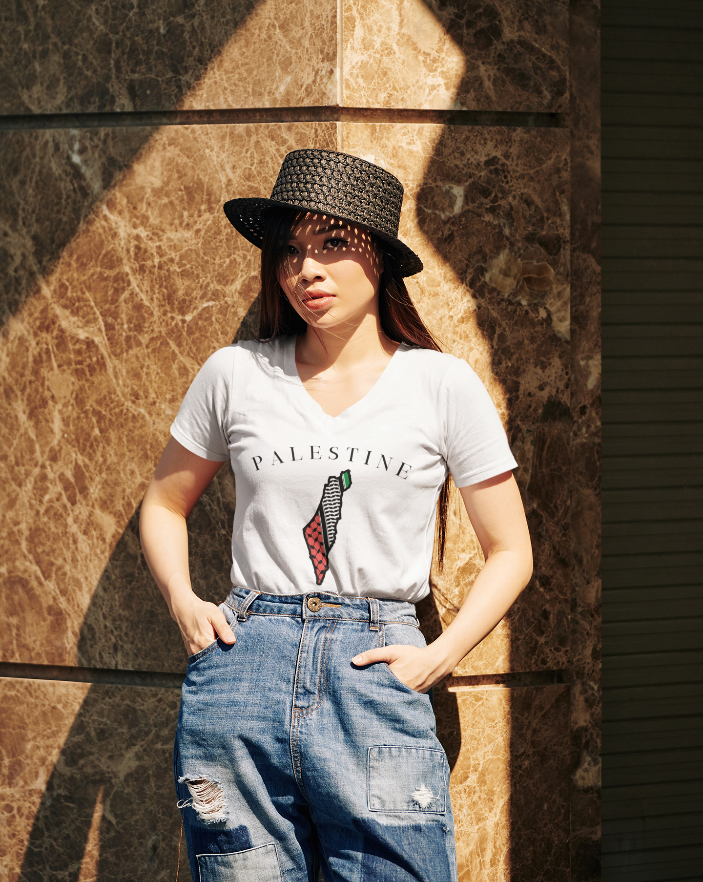 Palestine - Women's Deep V-Neck Tee