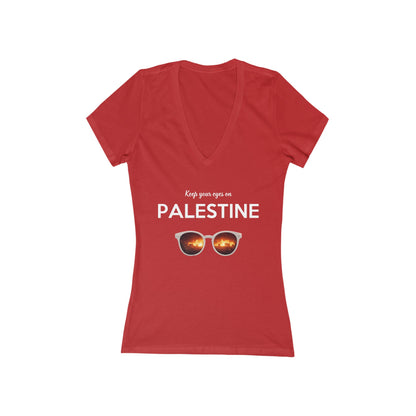 2 Eyes On Palestine - Women's Deep V-Neck Tee