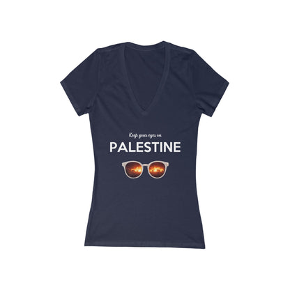 2 Eyes On Palestine - Women's Deep V-Neck Tee