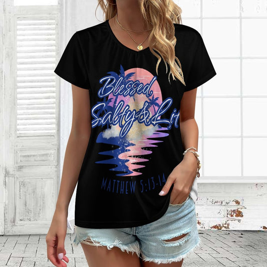 Blessed, Salty & Lit - Women's V-neck T-Shirt