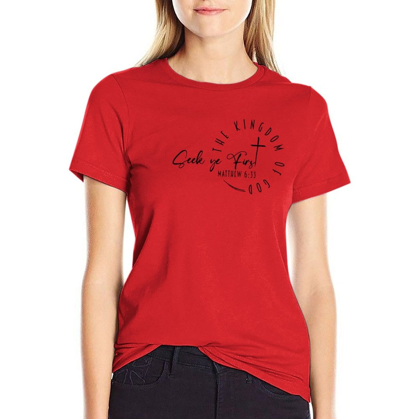 Minimalist, Seek Ye First - Women's 100% Cotton Tee