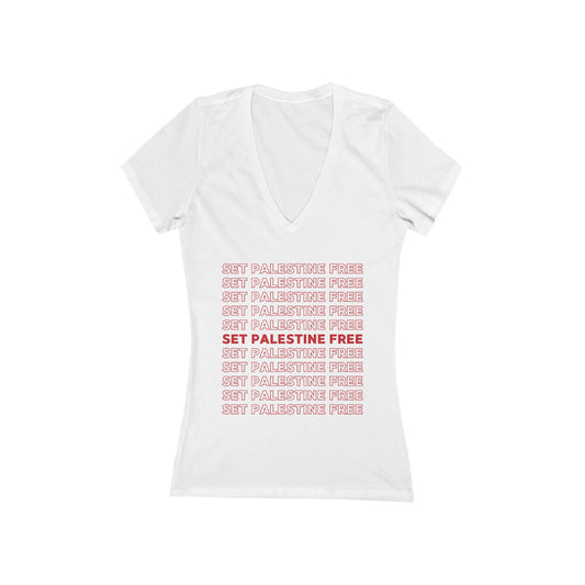 Set Palestine Free - Women's Deep V-Neck Tee