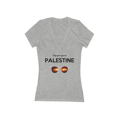 2 Eyes On Palestine - Women's Deep V-Neck Tee