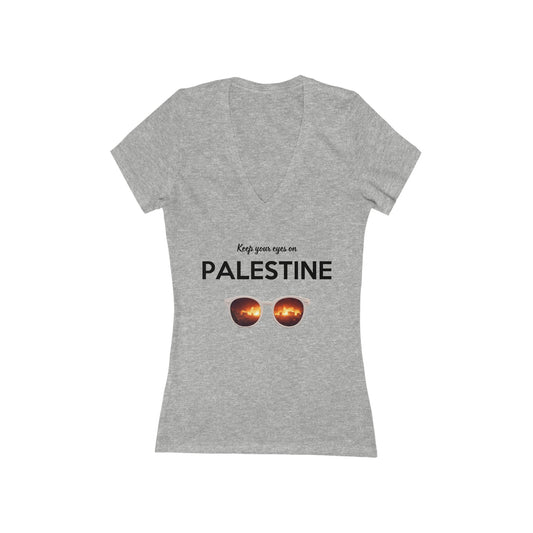 2 Eyes On Palestine - Women's Deep V-Neck Tee