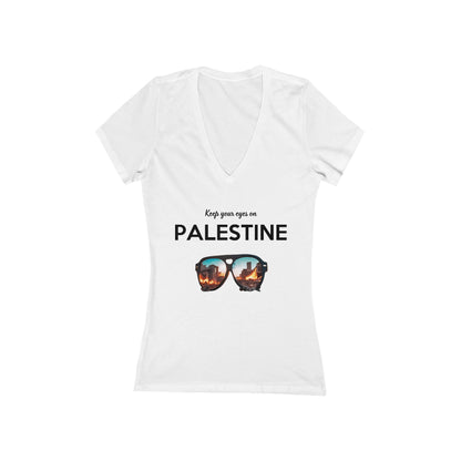 Eyes On Palestine - Women's Deep V-Neck Tee