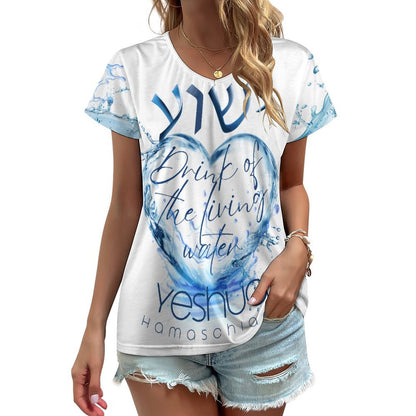 YESHUA, Living Waters - Women's V-neck T-Shirt