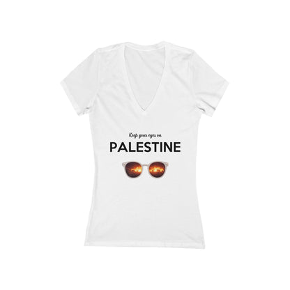 2 Eyes On Palestine - Women's Deep V-Neck Tee