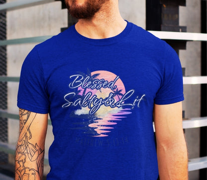 Blessed, Salty & Lit - Men's Cotton Tee Shirt