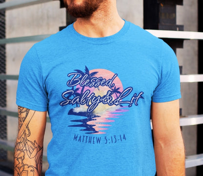 Blessed, Salty & Lit - Men's Cotton Tee Shirt