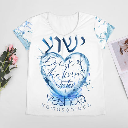 YESHUA, Living Waters - Women's V-neck T-Shirt
