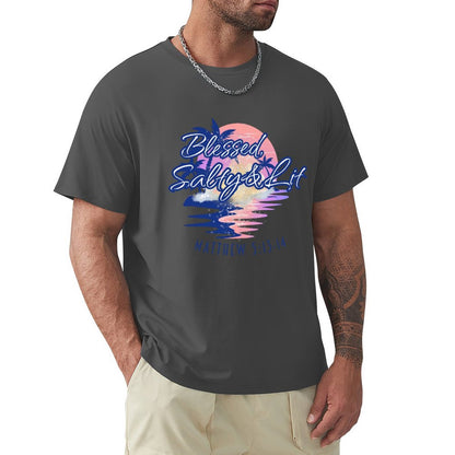 Blessed, Salty & Lit - Men's Cotton Tee Shirt