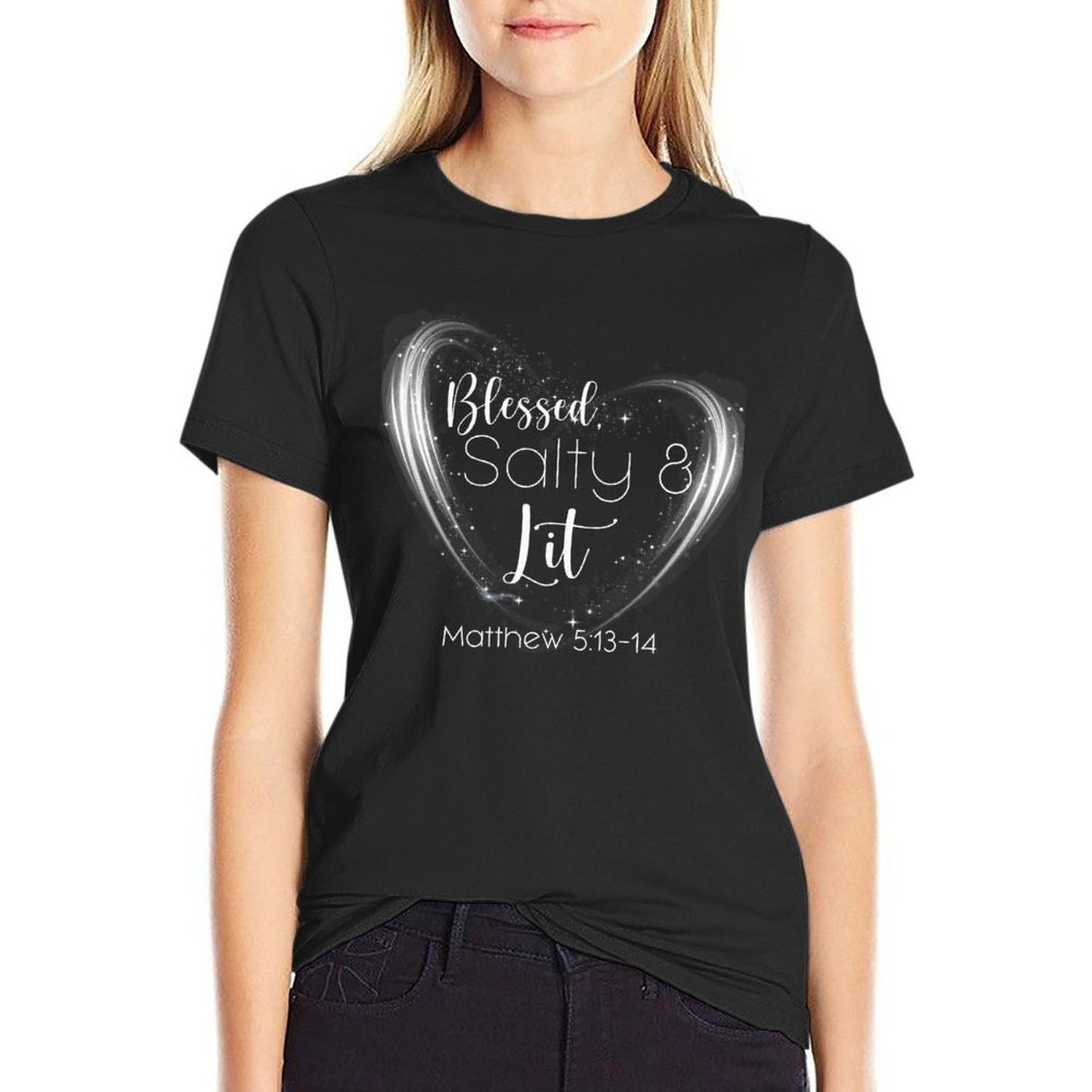 Blessed, Salty & Lit (White) - Women's 100% Cotton Tee