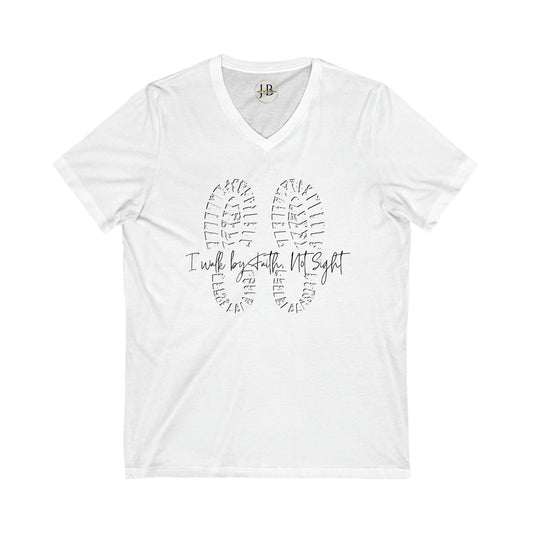 Walk By Faith - Jersey V-Neck Tee (Unisex)