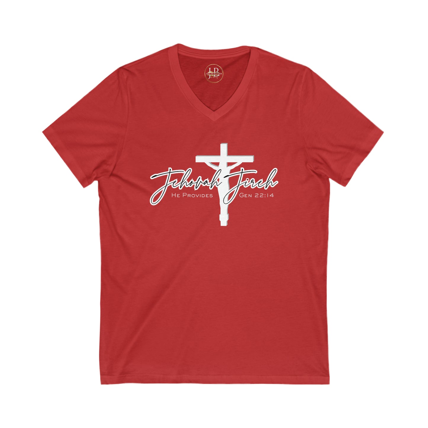 Jireh, Gen. 22:14 - Jersey V-Neck Tee (Unisex)