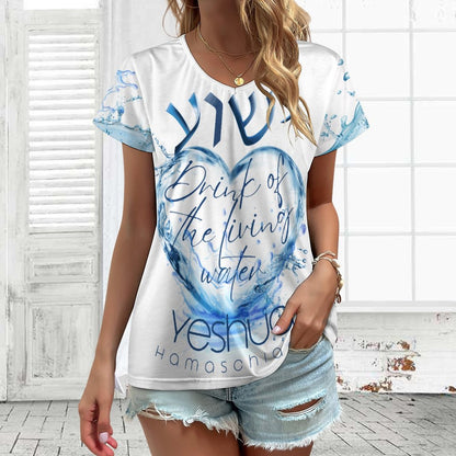 YESHUA, Living Waters - Women's V-neck T-Shirt