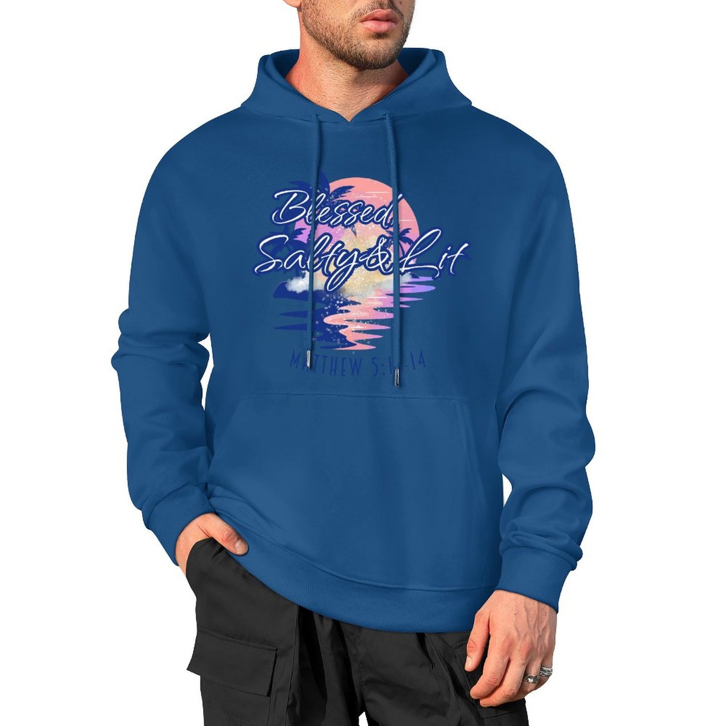 Blessed, Salty & Lit - Cotton Hoodie with Pocket