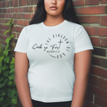 Minimalist, Seek Ye First - Women's 100% Cotton Tee
