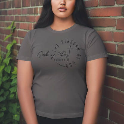 Minimalist, Seek Ye First - Women's 100% Cotton Tee