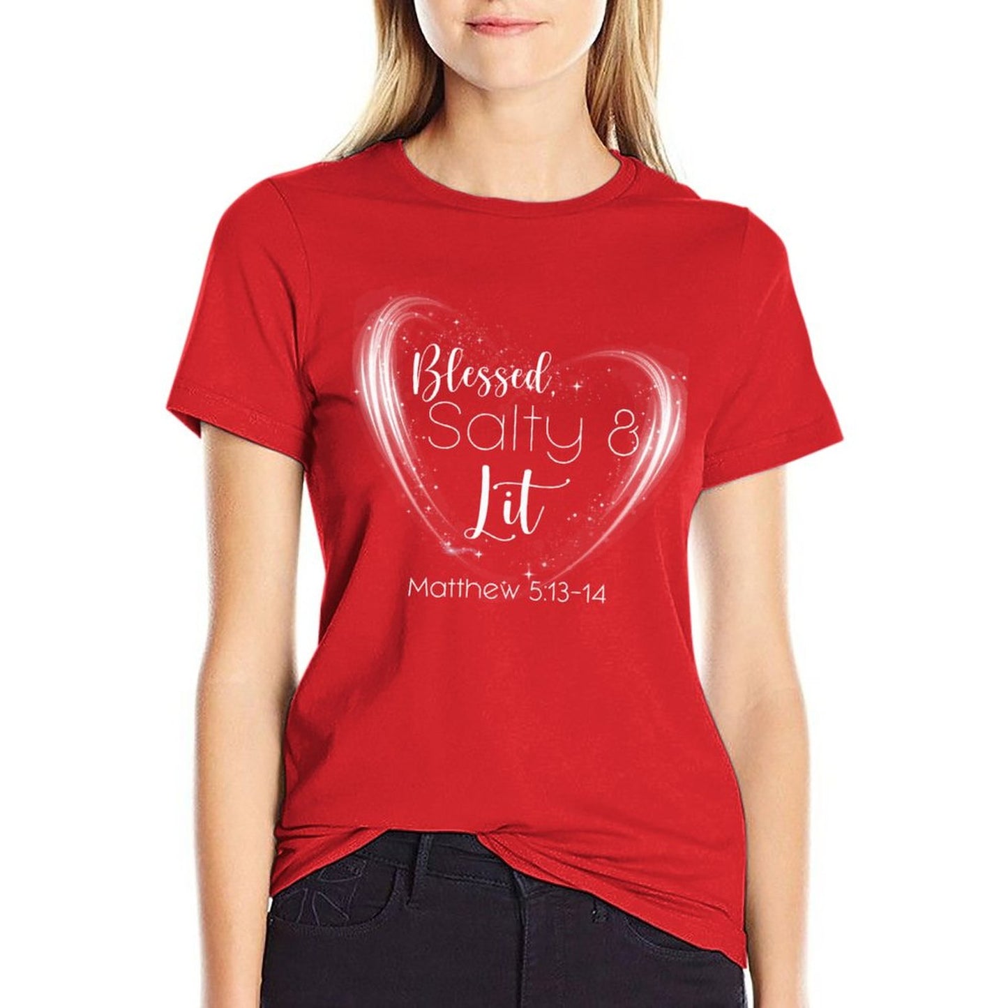 Blessed, Salty & Lit (White) - Women's 100% Cotton Tee