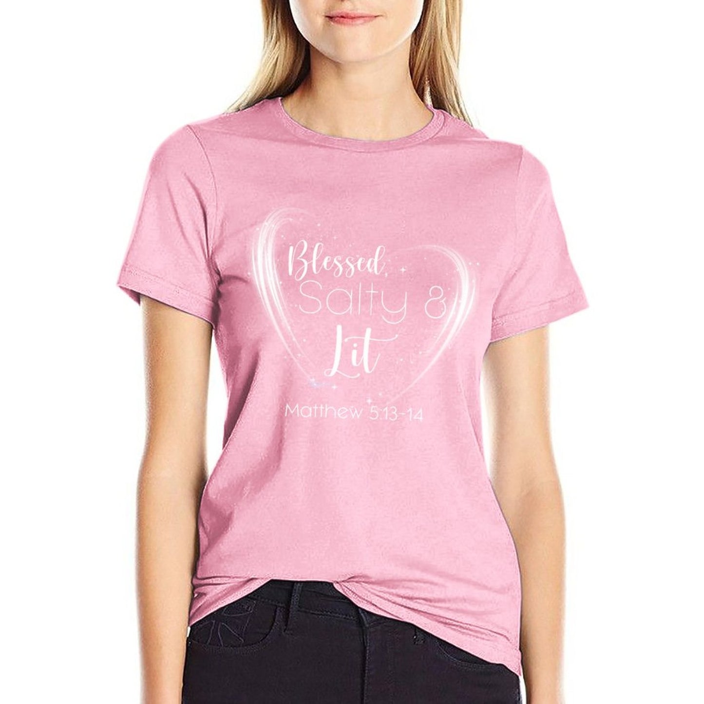 Blessed, Salty & Lit (White) - Women's 100% Cotton Tee