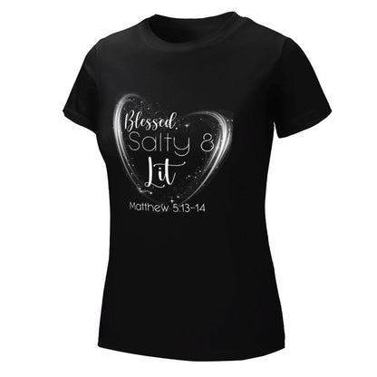 Blessed, Salty & Lit (White) - Women's 100% Cotton Tee