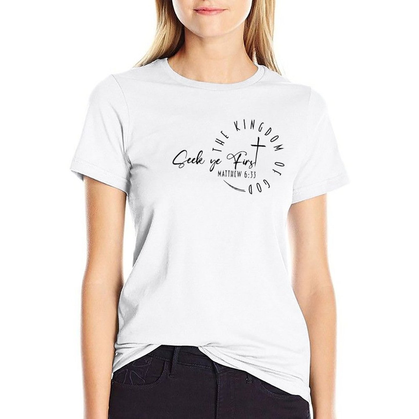 Minimalist, Seek Ye First - Women's 100% Cotton Tee